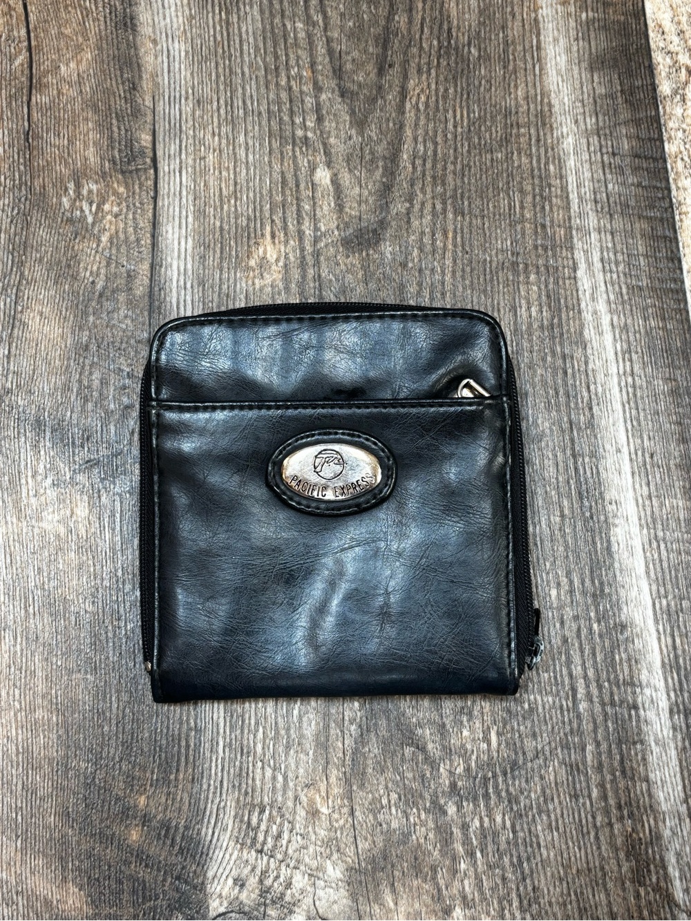 Black Leather Zip Wallet